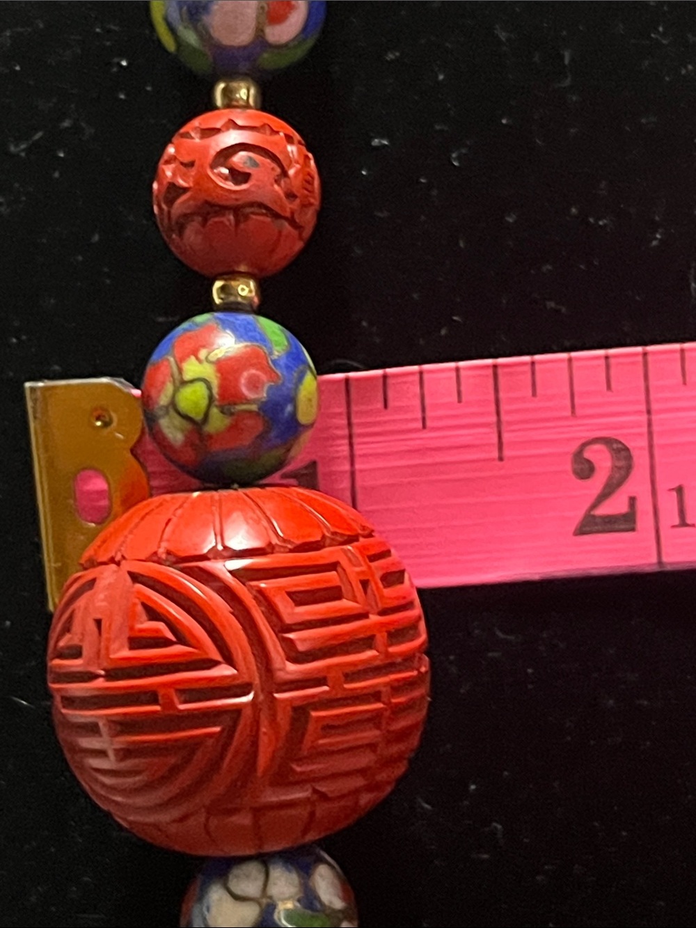 Antique cinnabar and cloisonné Elephant Pendant Beaded Necklace - Women Jewelry - Picture 6 of 10